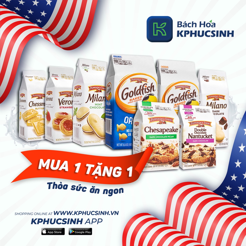 [Mua 1 tặng 1] Bánh quy bơ Chessmen hiệu  Pepperidge Farm 206g KPHUCSINH - Hàng Chính Hãng