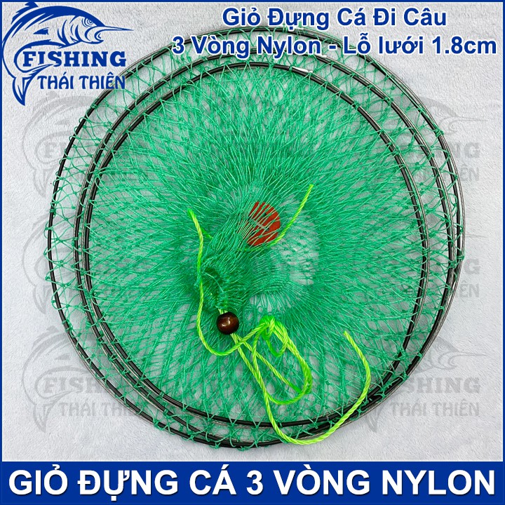 Giỏ Rọng Đựng Cá 3 Vòng Cáp Lưới Cước Nylon Độ Rộng 2cm Siêu Bền