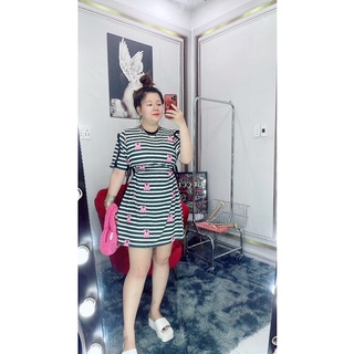 đầm kẽ sọc gấu bigsize
