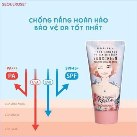 Kem Chống Nắng Seoul Rose Rosie First Essence Whitening Serum Sunscreen SPF45 PA+++