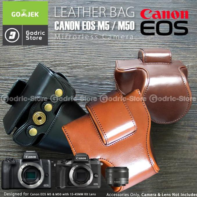 Túi Da Đựng Máy Ảnh Canon Eos M50 M5 15-45 mm Màu Đen