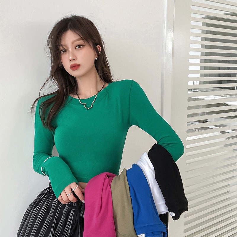 Áo thun cổ tròn dáng ôm nhiều màu sắc tuỳ chọn thời trang cho nữ