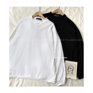 Áo sweater thun trơn tay phồng