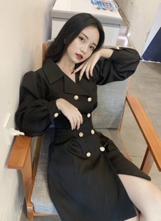ĐẦM VEST NÚT BO EO
