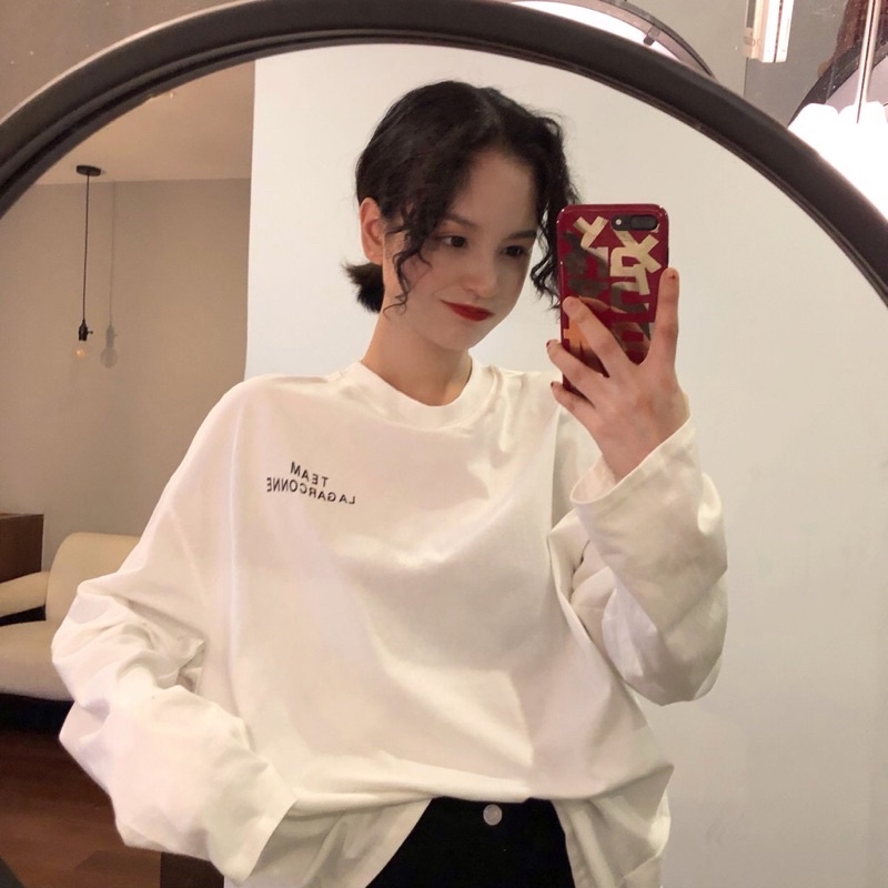 🍭 Áo thun dài tay form rộng TEAM 🍭 Áo trắng xuông unisex nam nữ vải dày mịn cực đẹp 🍭