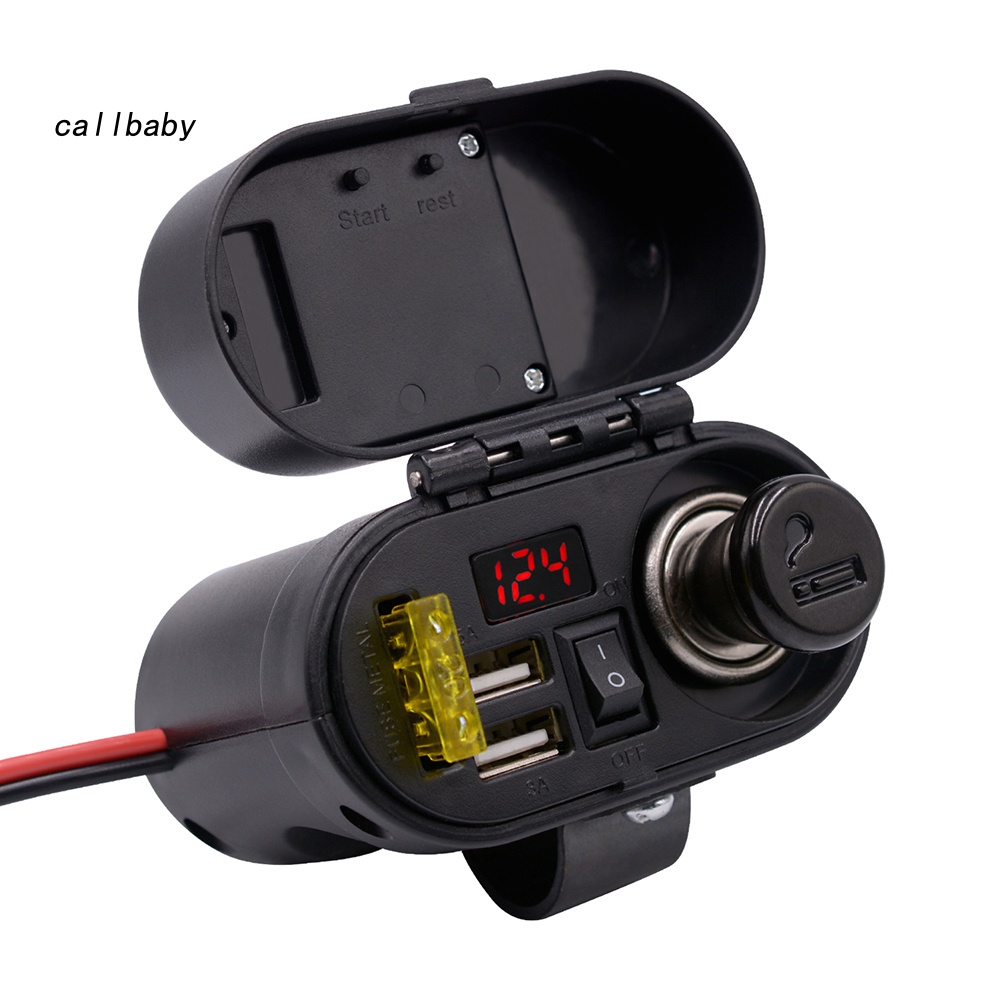 Tẩu Sạc Nhanh 12V Tích Hợp Đồng Hồ Điện Tử Cho Xe Máy