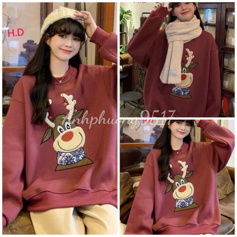 Áo Sweater Form Rộng Nỉ Hoạ Tiết Giáng Sinh Tay Dài Ulzzang Hot  NOELNgười Tuyết Đỏ - Cây Thông Trắng Mặc Đôi Hot Hit