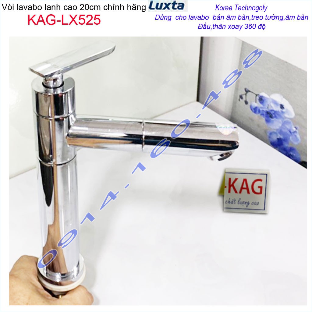 Vòi lavabo lạnh Luxta ống trúc KAG-LX525 -20cm, vòi chậu rửa mặt  cao cấp cần xoay 360 độ nước mạnh thiết kế sang trọng
