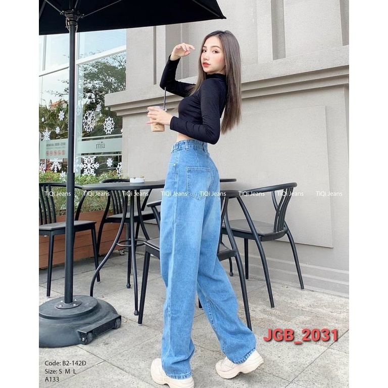 Quần Jeans Ống Suông Rộng Nữ cạp cao siêu tôn dáng Kanimi - QJ03 | BigBuy360 - bigbuy360.vn