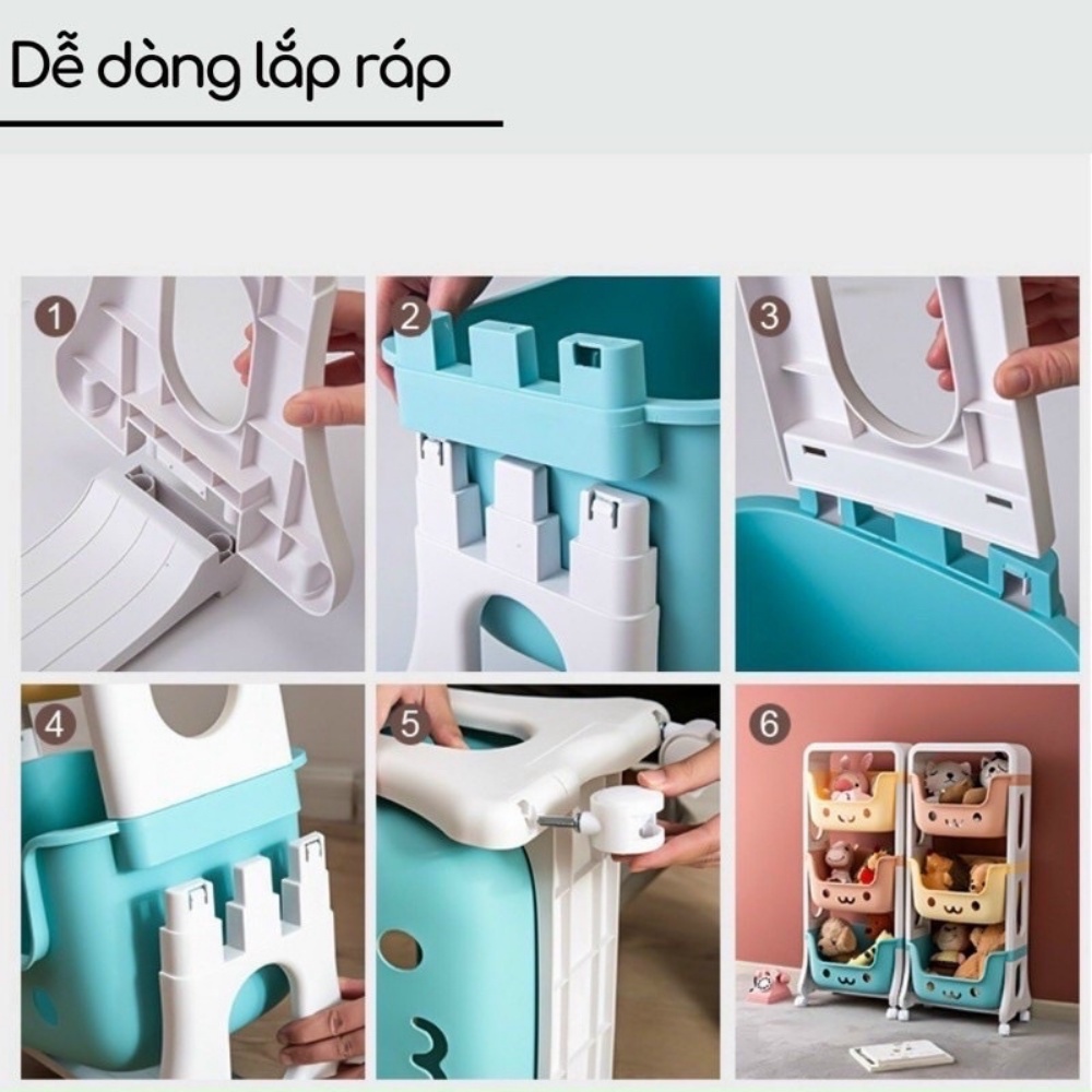 Kệ đựng đồ đa năng hokori kệ gấu để đồ nhựa Việt Nhật có bánh xe 5576