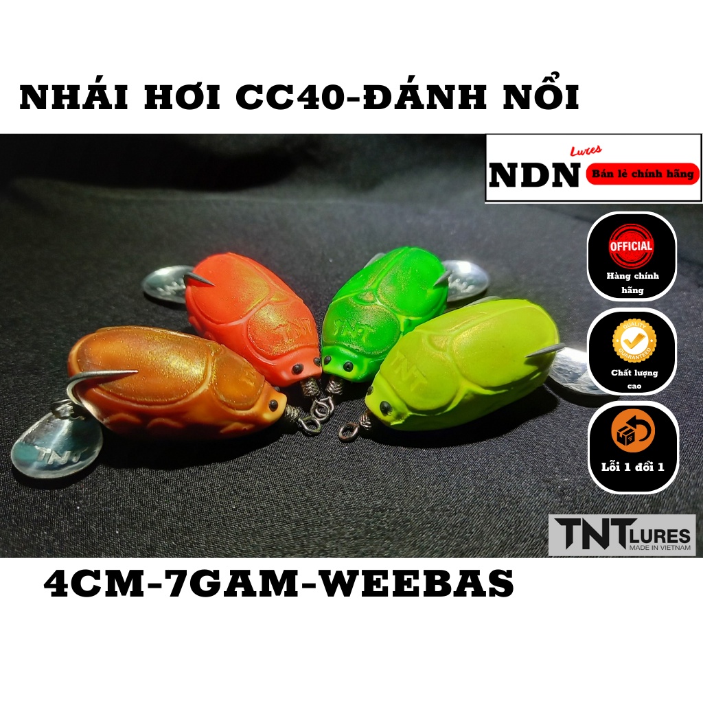 Mồi giả câu cá lóc NHÁI HƠI CC40 TNT Lures, lưỡi câu cá 4cm-7gam-action NỔI, WEEBAS hook