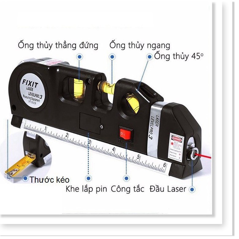 Thước ni vô laser đa năng 4 trong 1