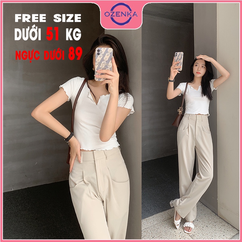 Áo croptop cộc tay ôm body fress air OZENKA , ao crt nữ phong cách tối giản thun gân 100% cotton màu đen trắng free size