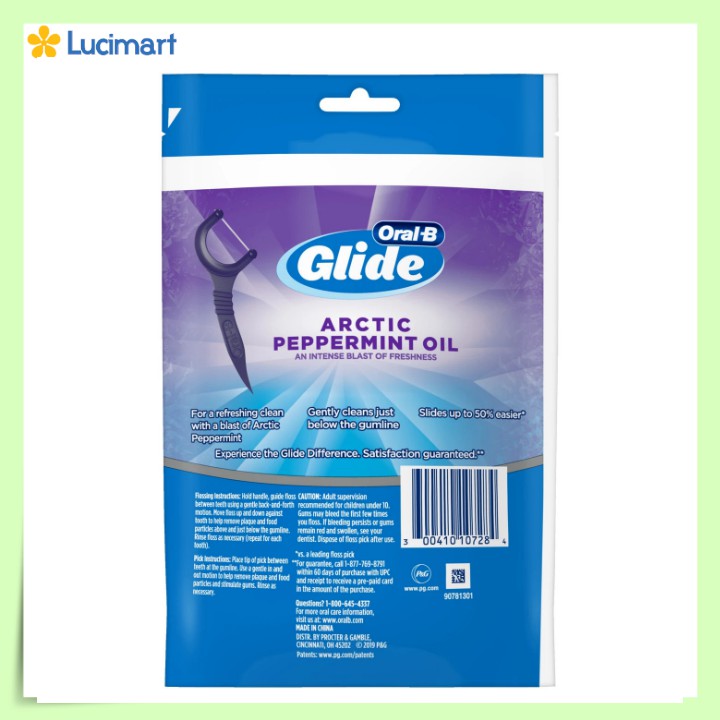 Tăm chỉ nha khoa Oral-B Glide Arctic Peppermint Oil Dental Floss Picks [Hàng Mỹ]