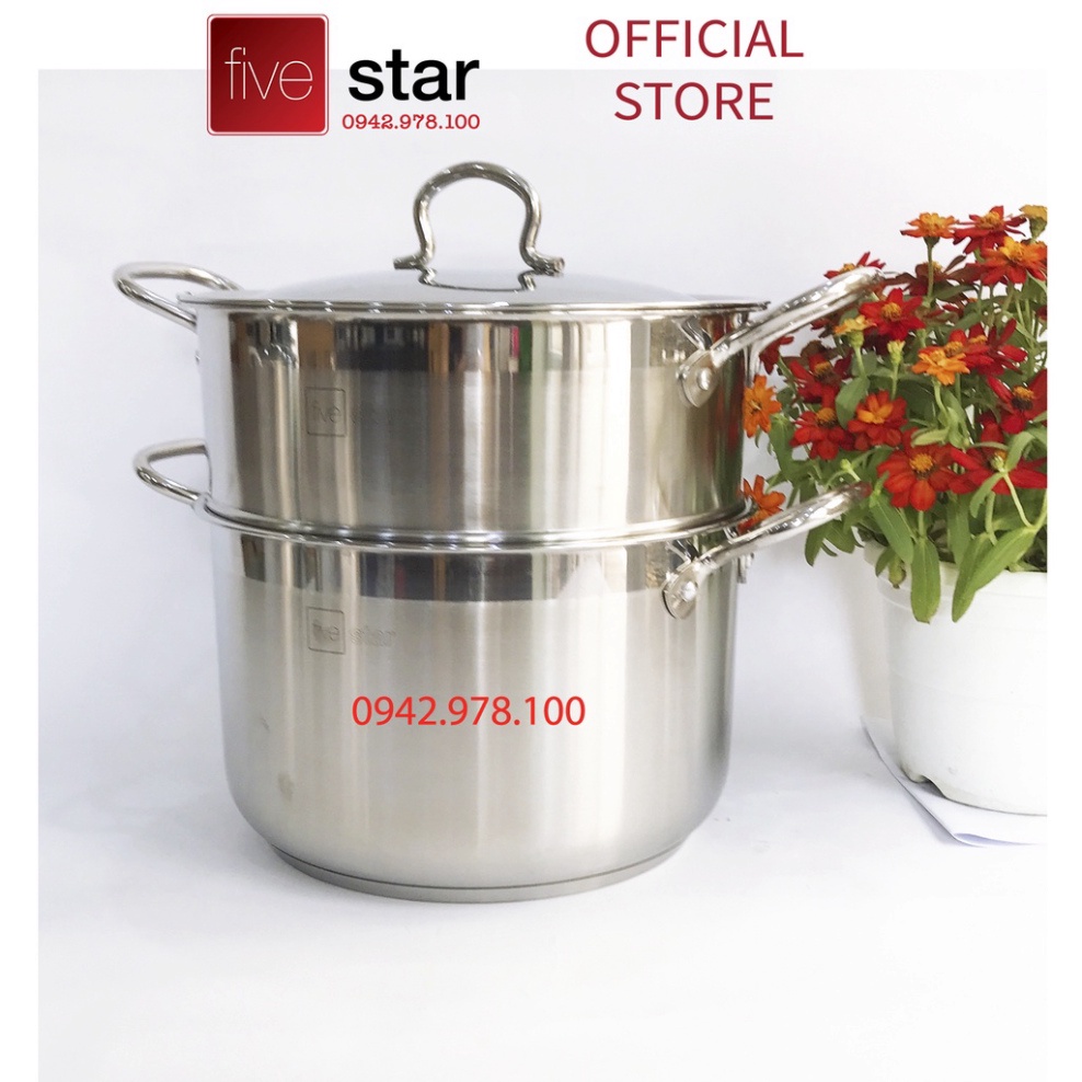 Bộ nồi xửng hấp 3 đáy từ inox 430 FiveStar Standard nắp inox tặng 2 muỗng canh (24cm /26cm / 28cm /30cm /32cm)