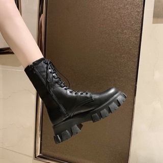 Giầy Bốt Nữ Cao Cổ Buộc Dây Đế Răng [ Hàng Oder ]