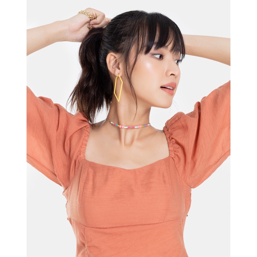 Đầm Lửng JUNO Cổ Vuông Nhún Eo JNDLU001