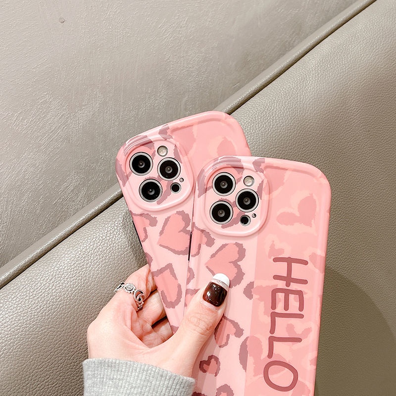 Ốp Điện Thoại Màu Hồng Dễ Thương Cho IPhone 12 13 11 Pro Max X Xs Max Xr 7 8 Plus Hsa1