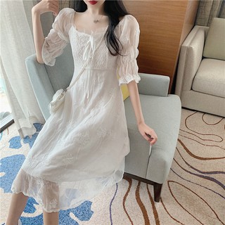 Đầm Ren Tay Ngắn Thời Trang Dành Cho Nữ