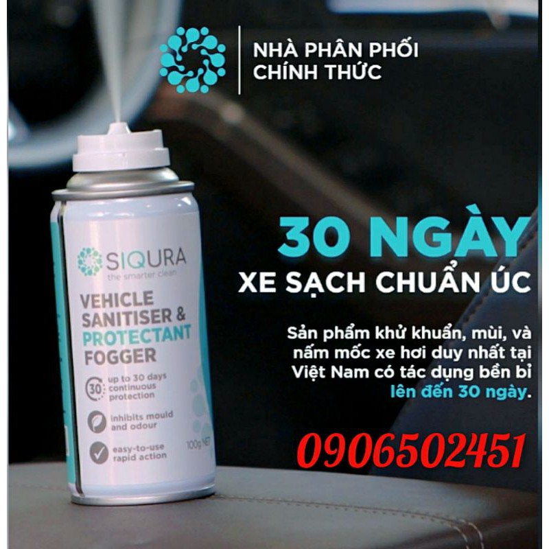 Bình phun sương khử mùi, khử khuẩn diệt nấm mốc - Vệ sinh nội thất ô tô SIQURA - Bảo vệ điều hoà- 30 ngày sạch chuẩn Úc