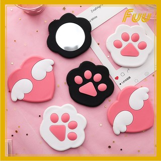 (Đọc kĩ mô tả) Gương mini bàn chân mèo, trái tim có cánh vỏ mềm