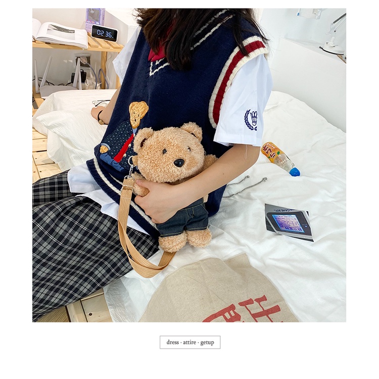 [CÓ SẴN] Túi xách đeo chéo hình gấu bông teddy dễ thương cho nữ TX09