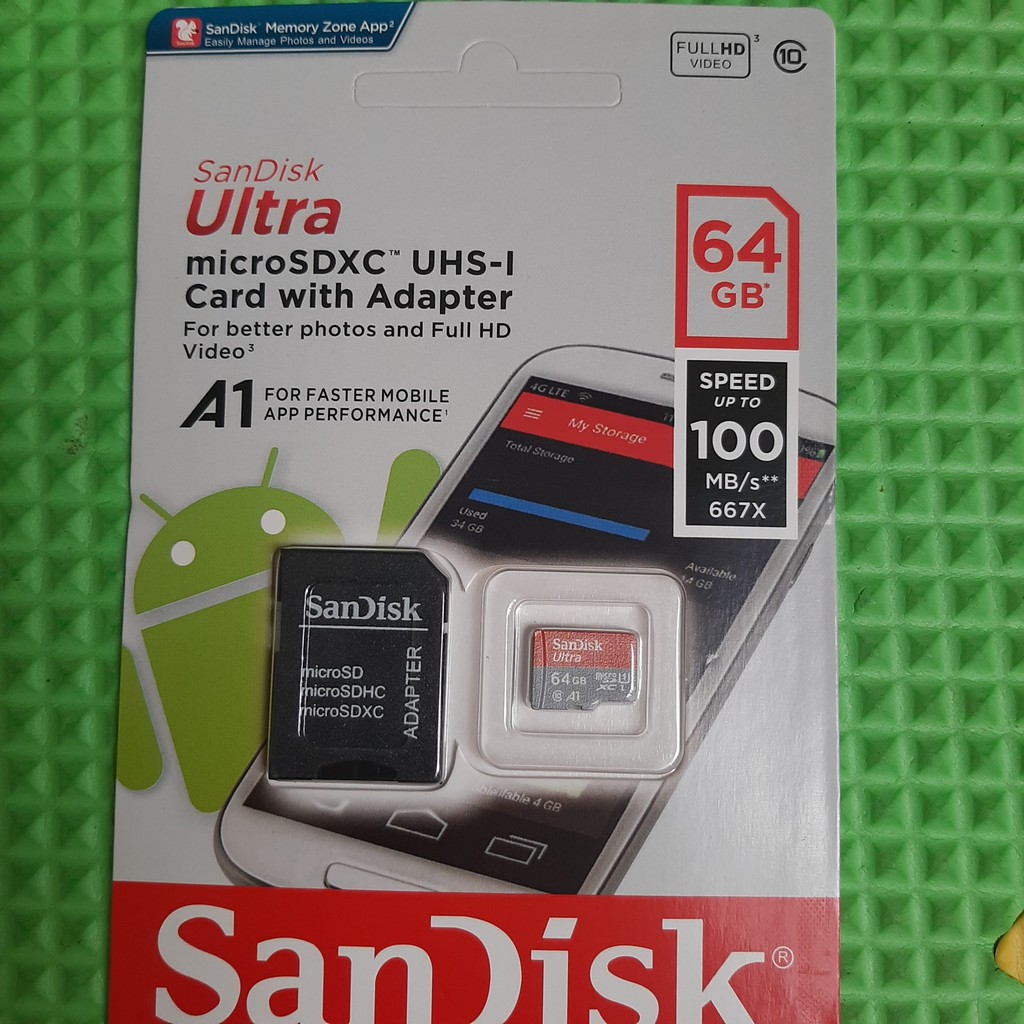 Thẻ Nhớ MicroSDHC SanDisk Ultra 64GB Upto 100MB/S - Cam kết hàng chất lượng - Bảo hành 5 năm !