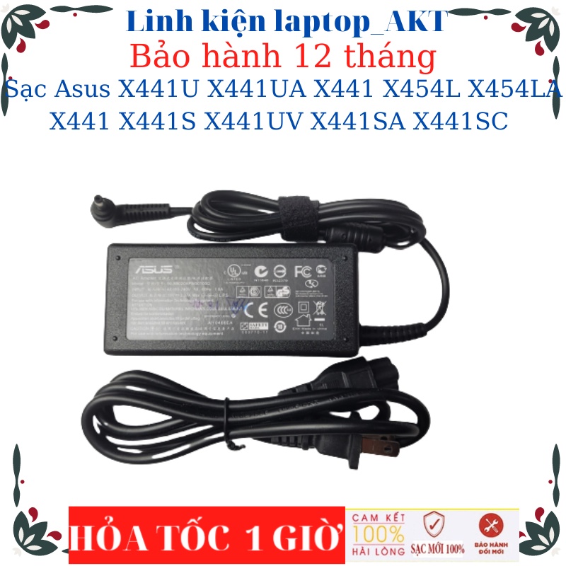 Sạc laptop Asus X441U X441UA X441 X441 X441S X441UV X441SA X441SC Sạc Asus 19V-2.37A/3.42A-45W/65W chân nhỏ