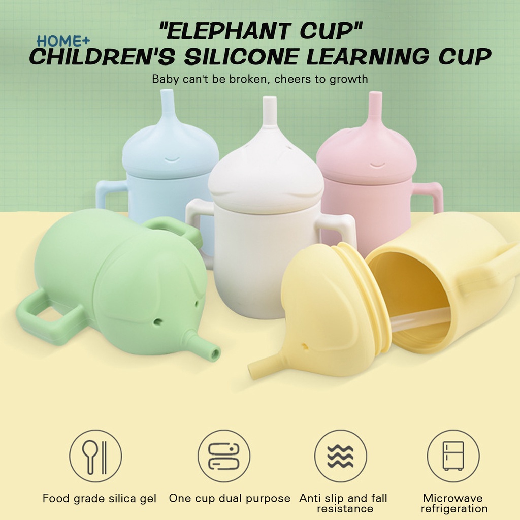 Bình Tập Uống Nước Bằng Silicon Mềm Có Ống Hút Và Tay Cầm Chống Vỡ 150ml Cho Bé
