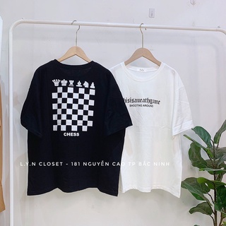 [MANGO] Áo phông tay lỡ BÀN CỜ Unisex
