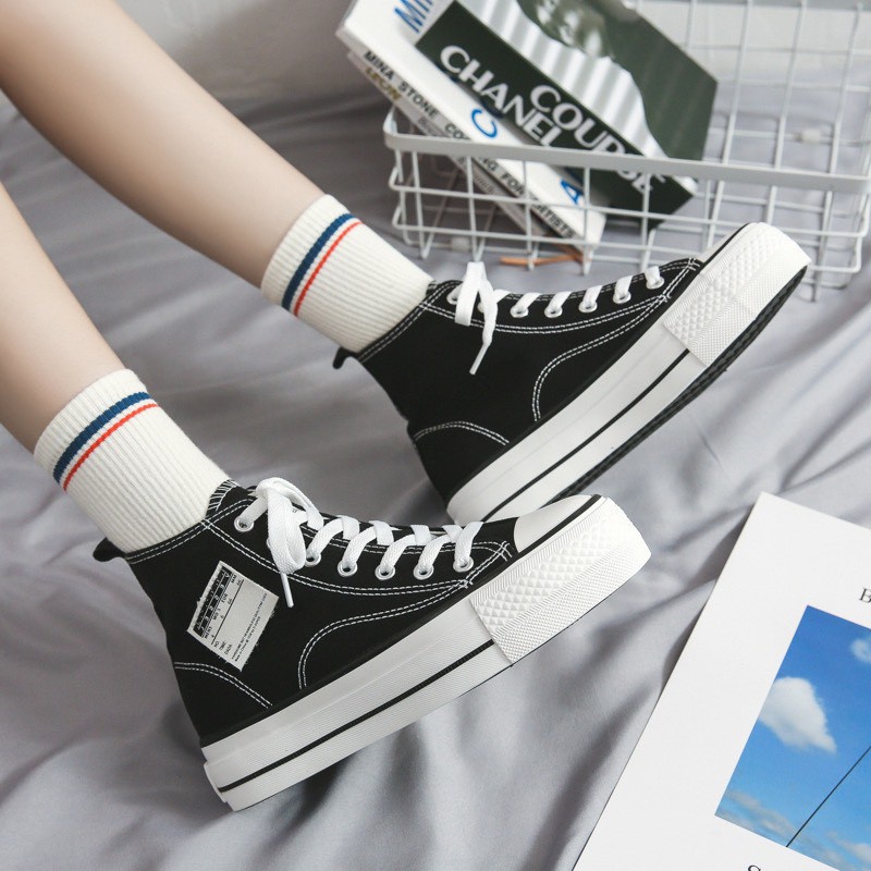 Giày thể thao nữ cao cổ chất vải dáng basic cá tính năng động trẻ trung hot trend | BigBuy360 - bigbuy360.vn