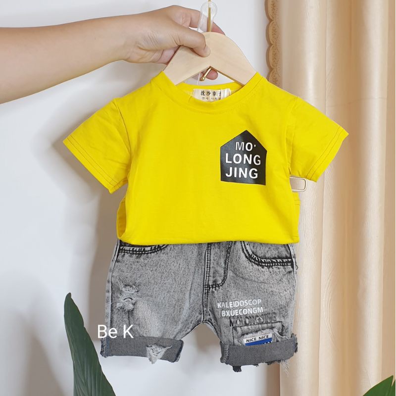 SET ÁO THUN VÀNG VÀ SHORT JEAN