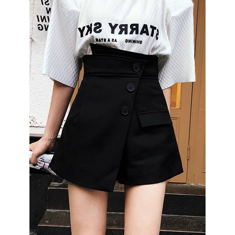 Quần Giả Váy Vạt Chéo Trơn Có Quần Nút