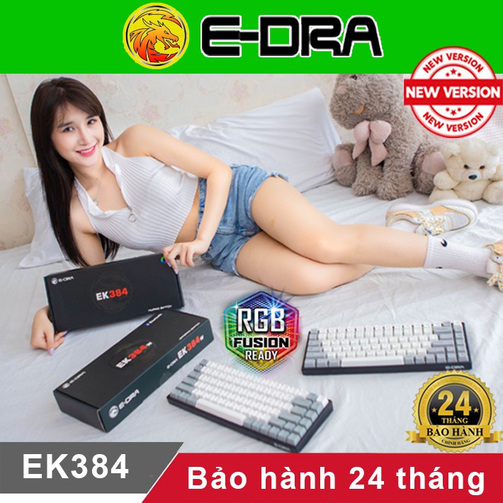 Bàn phím cơ Edra EK387 EK384 RGB (Bản mới) Cáp TypeC Fuhlen G37S - Phím cơ E-dra EK387