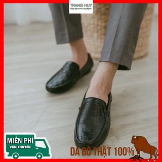 GIÀY NAM - GIÀY LƯỜI NAM DA THẬT DẬP VÂN Ô VUÔNG MF05