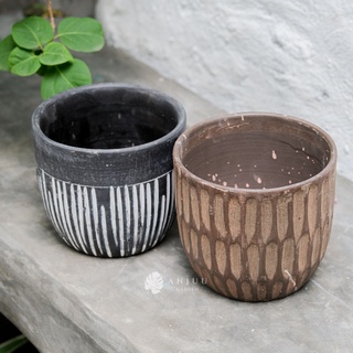 Chậu đất nung Khói đất Thổ cẩm hàng xuất khẩu - Size S - Trồng cây cảnh, xương rồng, cây hoa - Ship hỏa tốc