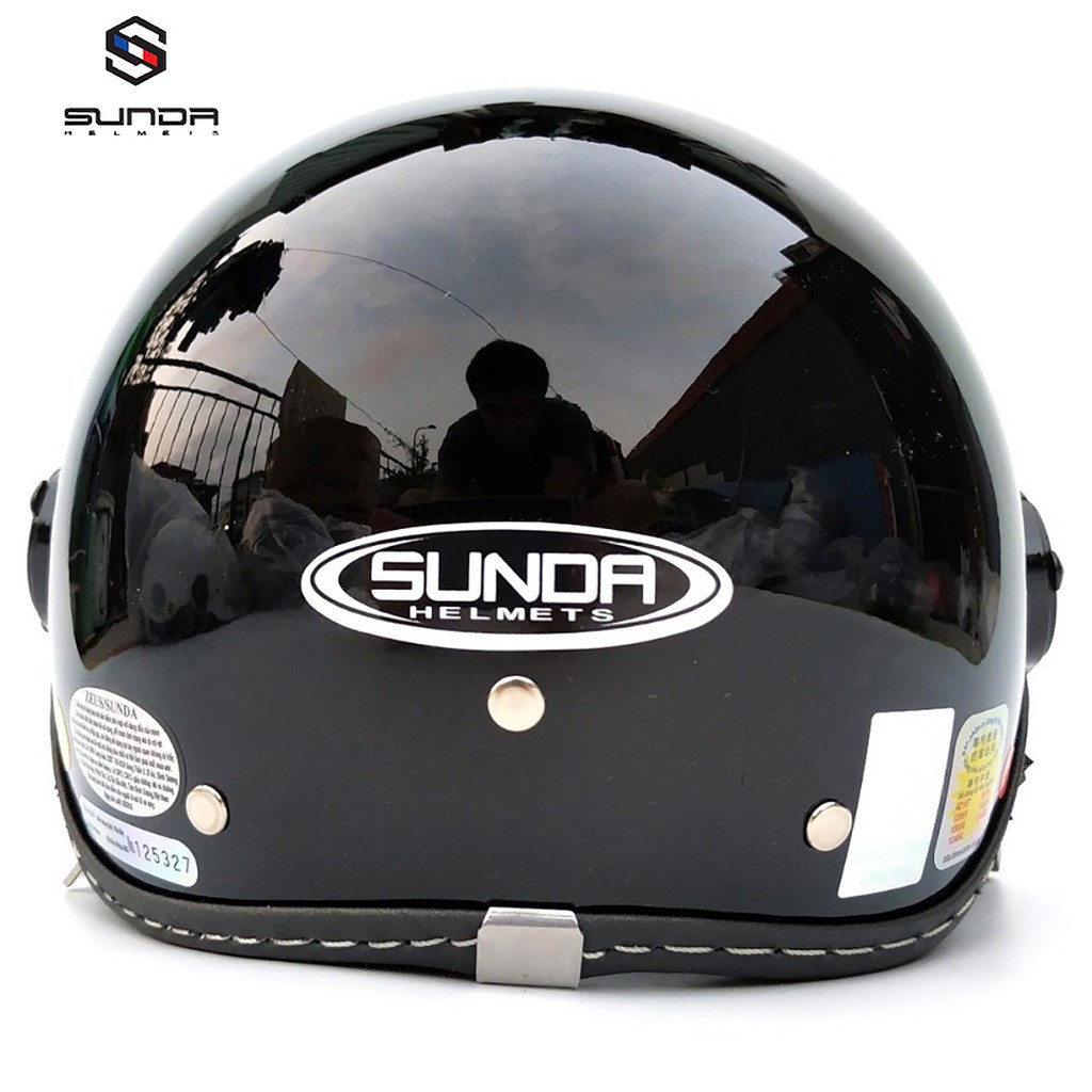 Nón bảo hiểm nửa đầu kèm kính Sunda 180B trơn (nhiều màu)