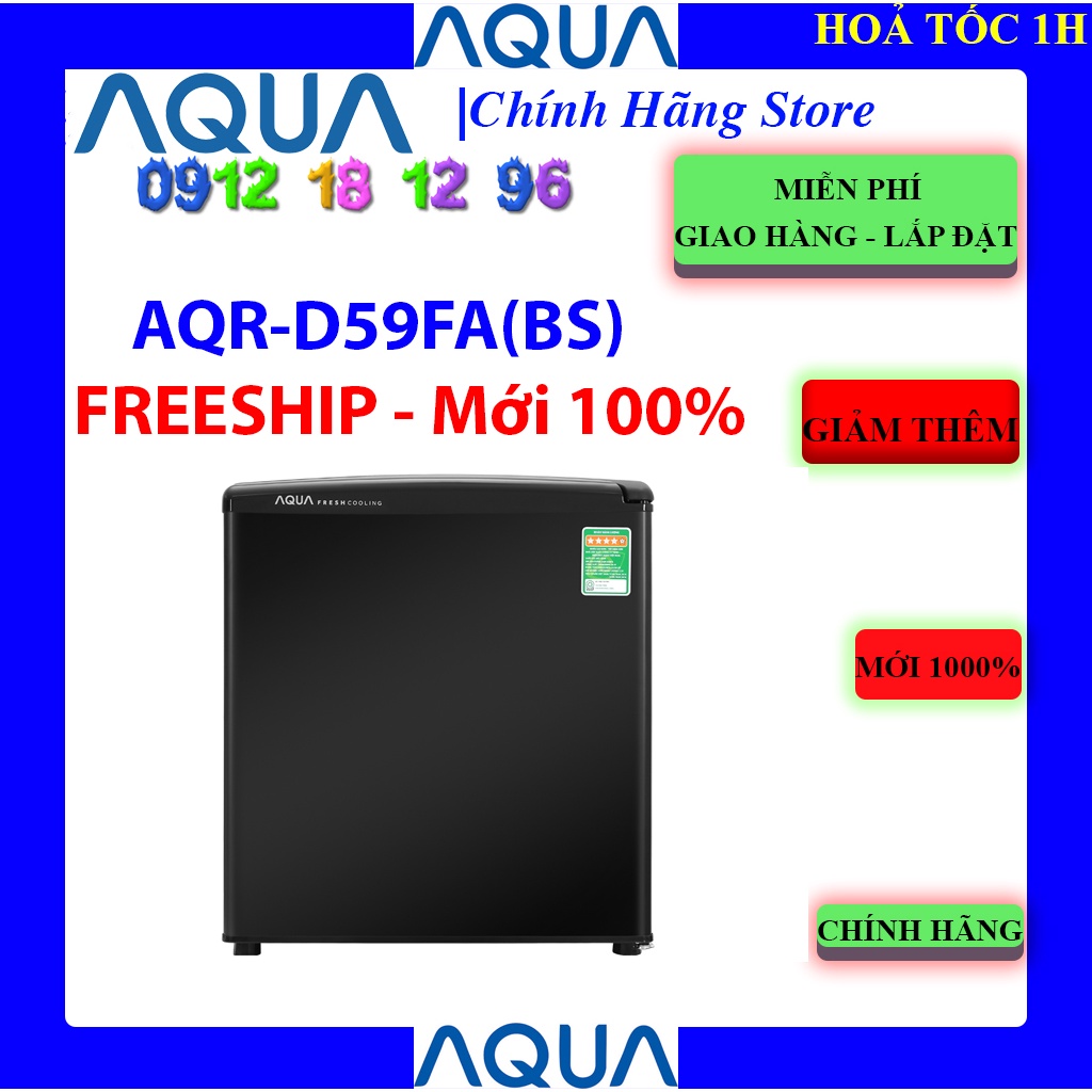 [Mã ELHAMS5 giảm 6% đơn 300K] [AQUA D59FA] Tủ lạnh Aqua 50 lít AQR-D59FA(BS), Bảo hành chính hãng 24 tháng.