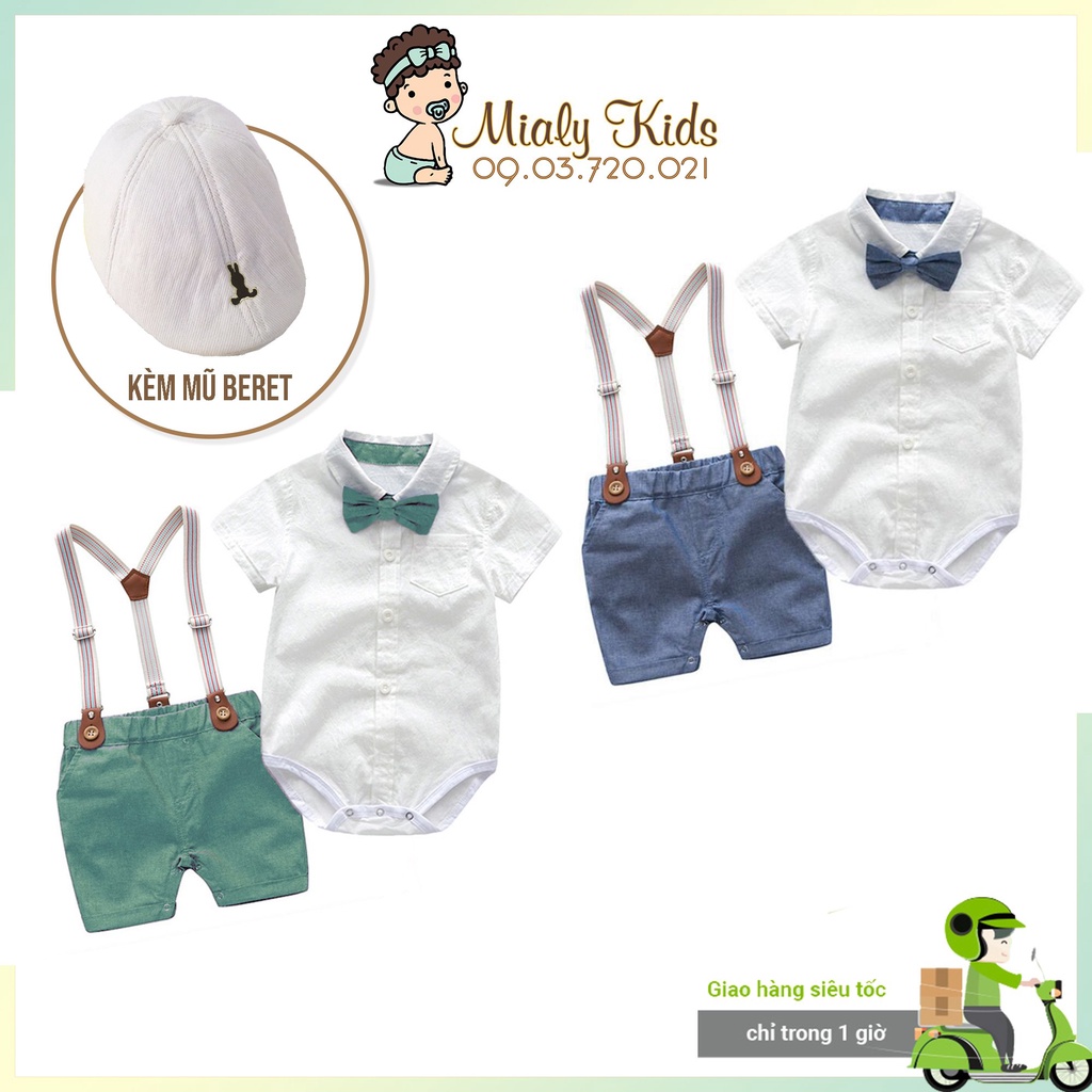 Quần áo trẻ em Mialy kids, Set yếm công tử cho bé trai mặc đầy tháng, thôi nôi, đi tiệc (3-15kg) - Vải mềm mại, thoáng