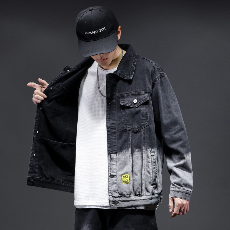 Áo Khoác Jeans Loang Ulzzang Phong Cách Unisex Cho Cả Nam Và Nữ Vải Jeans Đẹp Và Cá Tính 2022