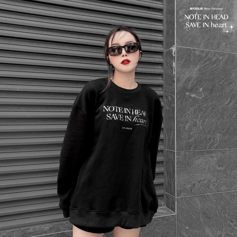 Áo sweater "Note in Head" chất nỉ bông mềm mịn