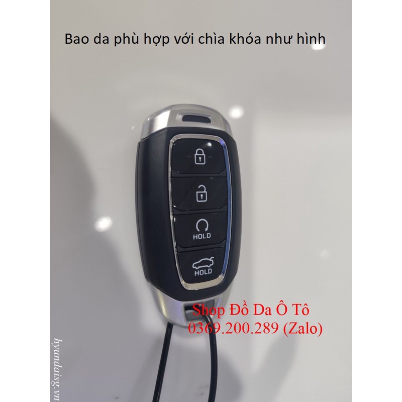 [UY TÍN] Bao da chìa khóa Hyundai Accent 2021 - 2022, Hyundai Kona 2022 (chìa 4 nút bấm) bằng da , kèm tặng móc khóa