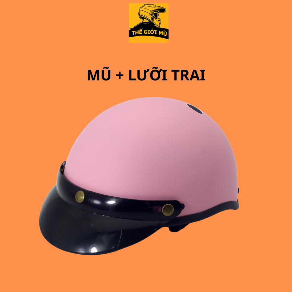 Mũ bảo hiểm nửa đầu Gấu Brown màu hồng,mũ bảo hiểm thời trang,nón bảo hiểm 1/2 có kính uv phi công_hàng chính hãng