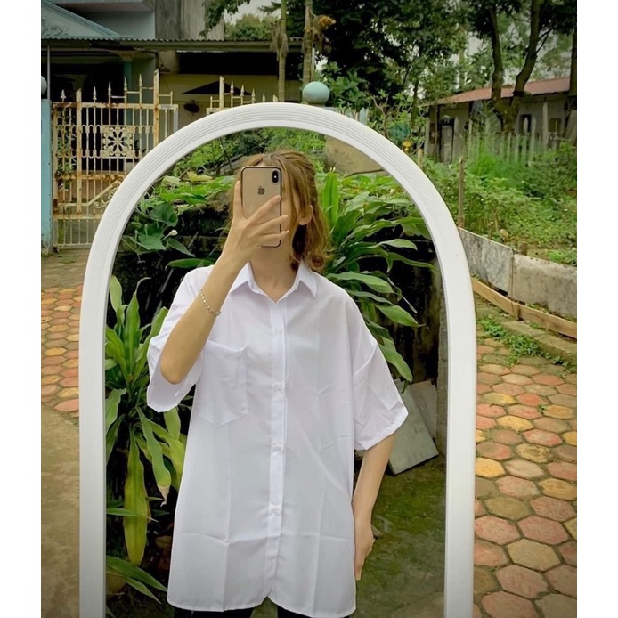 Sơ mi tay lỡ học sinh form 60kg siêu xinh