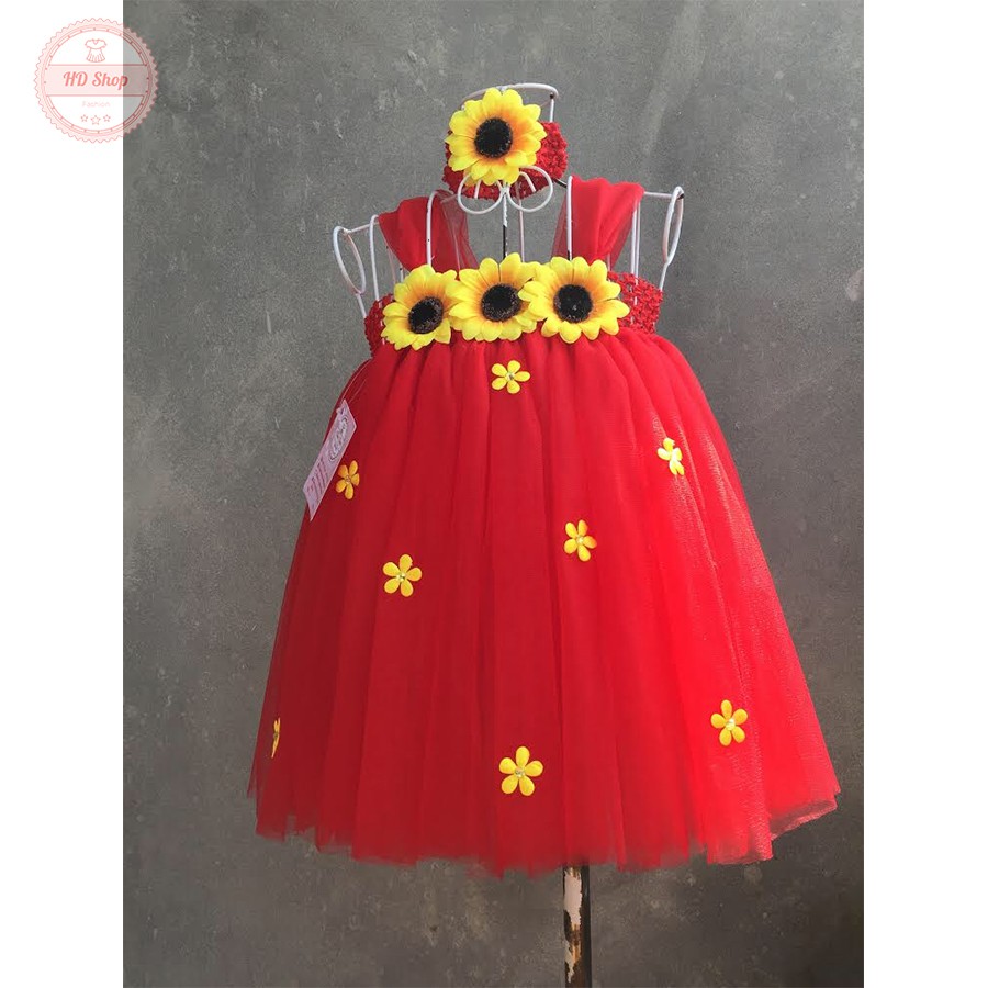 Váy tutu cho bé ❤️FREESHIP❤️ Váy tutu đỏ cho bé gái - đỏ hướng dương