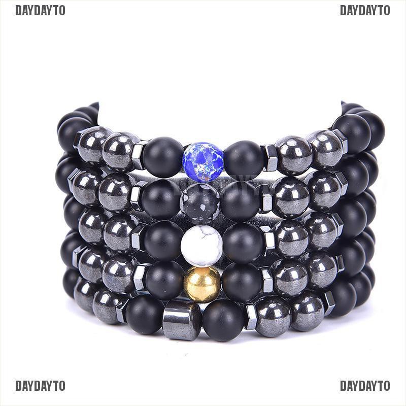 Chuỗi Hạt Đá Hematite Màu Đen Từ Tính Chăm Sóc Sức Khỏe