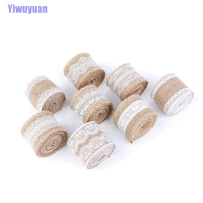 Cuộn ruy băng dài 2m viền ren trắng xinh xắn