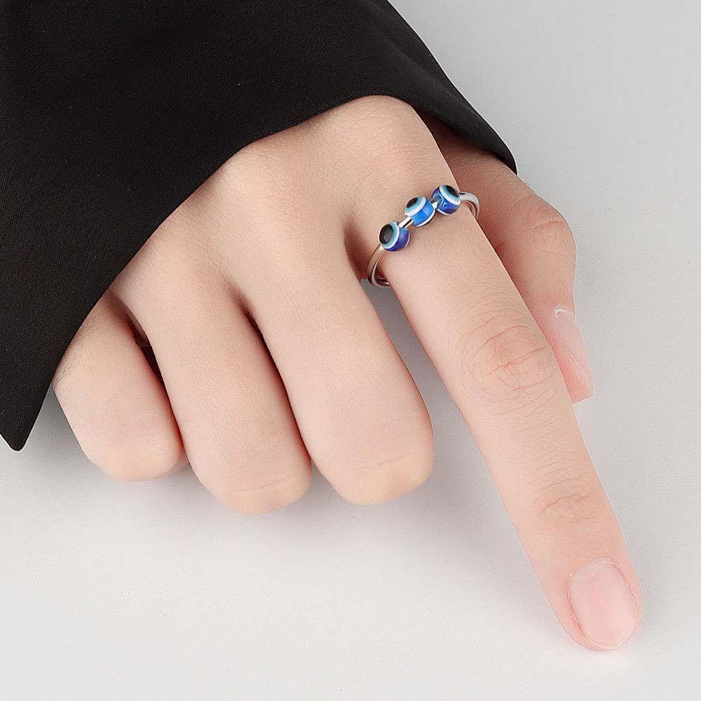 MXGOODS Nhẫn Hở Mắt Kính Xanh Dương Chất Liệu Hợp Kim Có Thể Xoay Được