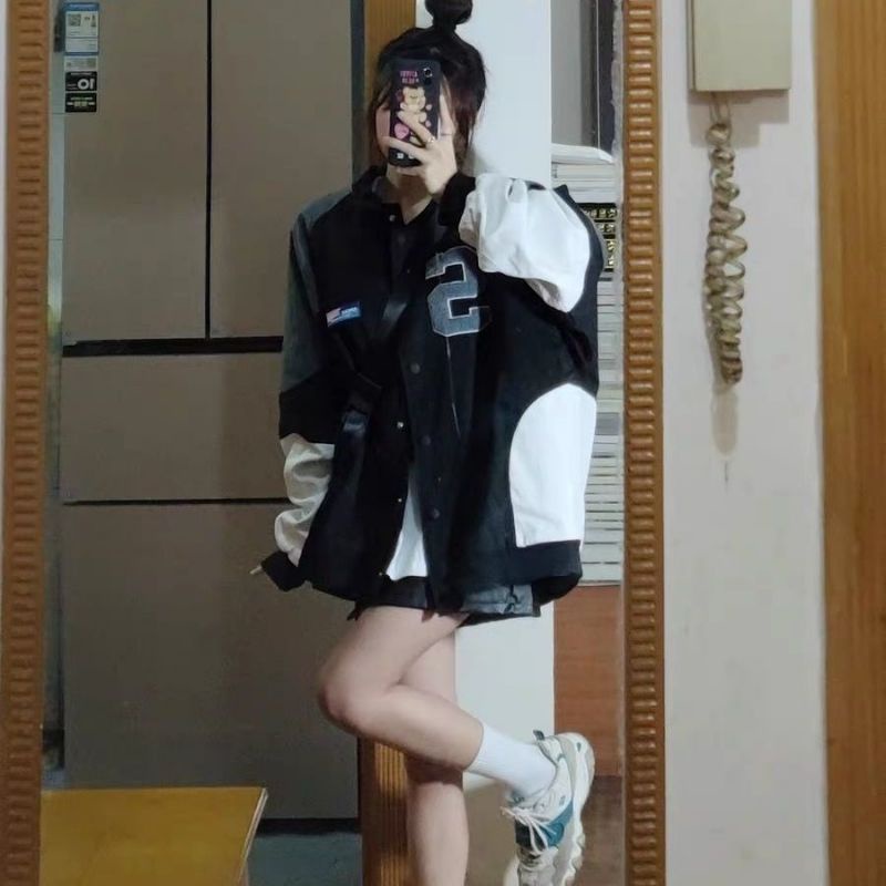 Áo khoác bomber unisex tag AYWETR dáng rộng mix màu  HotdogBoy màu đen xám trendy Tik Tok Trung
