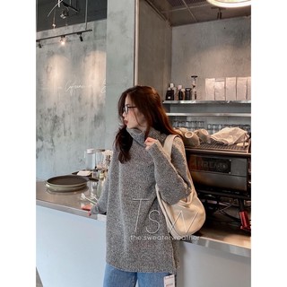 Áo len cổ lọ to giấu quần oversize